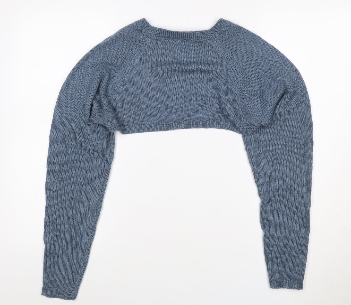 Yours Women Blue Crop Jumper UK 14-16 Acrylic Knit Crew Neck
