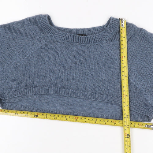 Yours Women Blue Crop Jumper UK 14-16 Acrylic Knit Crew Neck