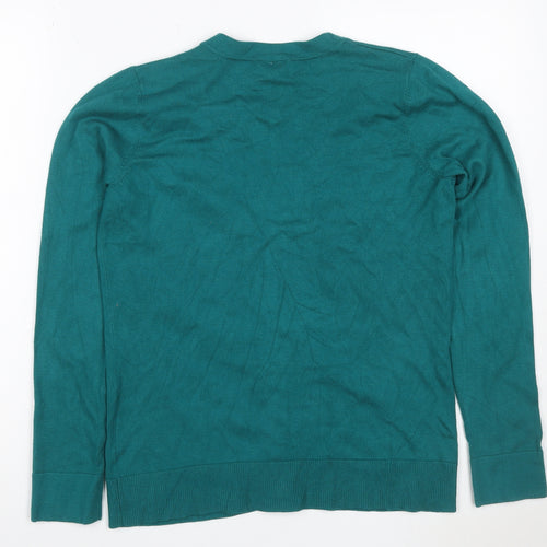 Denver Hayes Women Green M V-Neck Button Knit Cardigan