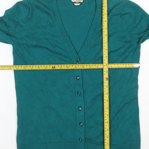 Denver Hayes Women Green M V-Neck Button Knit Cardigan