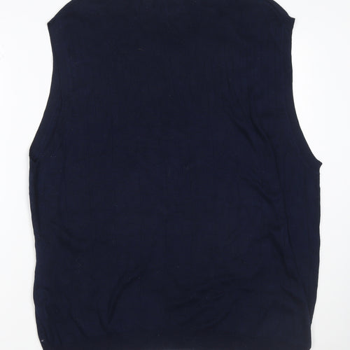 IZOD Mens Blue L Mercerised Cotton V-Neck Sleeveless Knit Vest