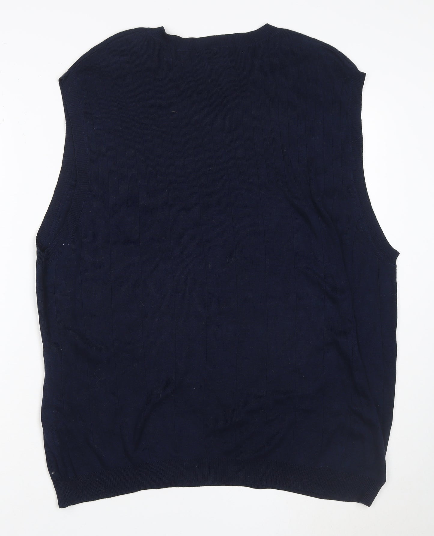 IZOD Mens Blue L Mercerised Cotton V-Neck Sleeveless Knit Vest
