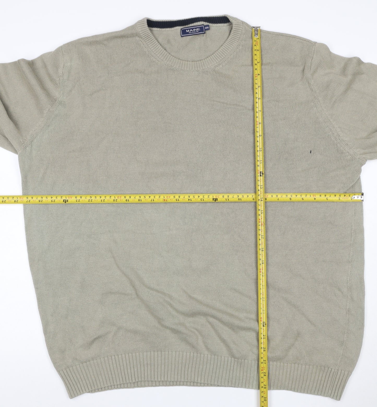 Maine New England Men’s Beige 3XL Cotton Crew Neck Pullover Jumper
