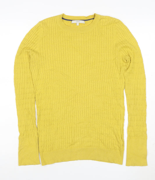Next Women Yellow UK 10 Cable Knit Crew Neck Long Sleeve Jumper