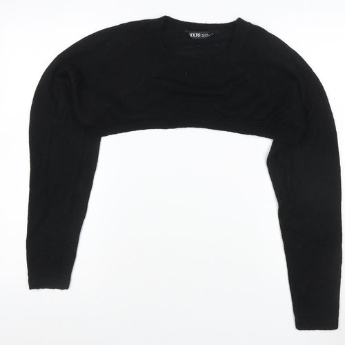 Yours Women Black UK 18-20 Cropped Shrug Crew Neck Knit Jumper