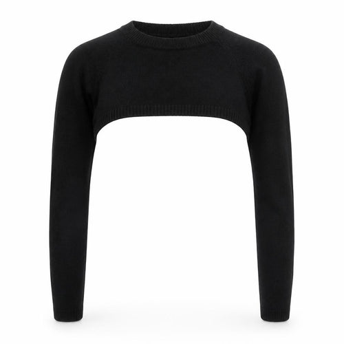 Yours Women Black UK 18-20 Cropped Shrug Crew Neck Knit Jumper
