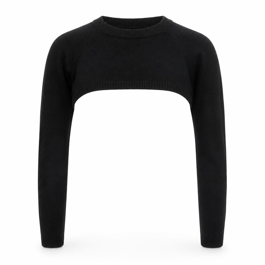 Yours Women Black UK 18-20 Cropped Shrug Crew Neck Knit Jumper