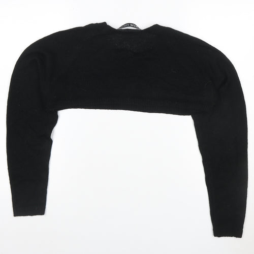 Yours Women Black UK 18-20 Cropped Shrug Crew Neck Knit Jumper