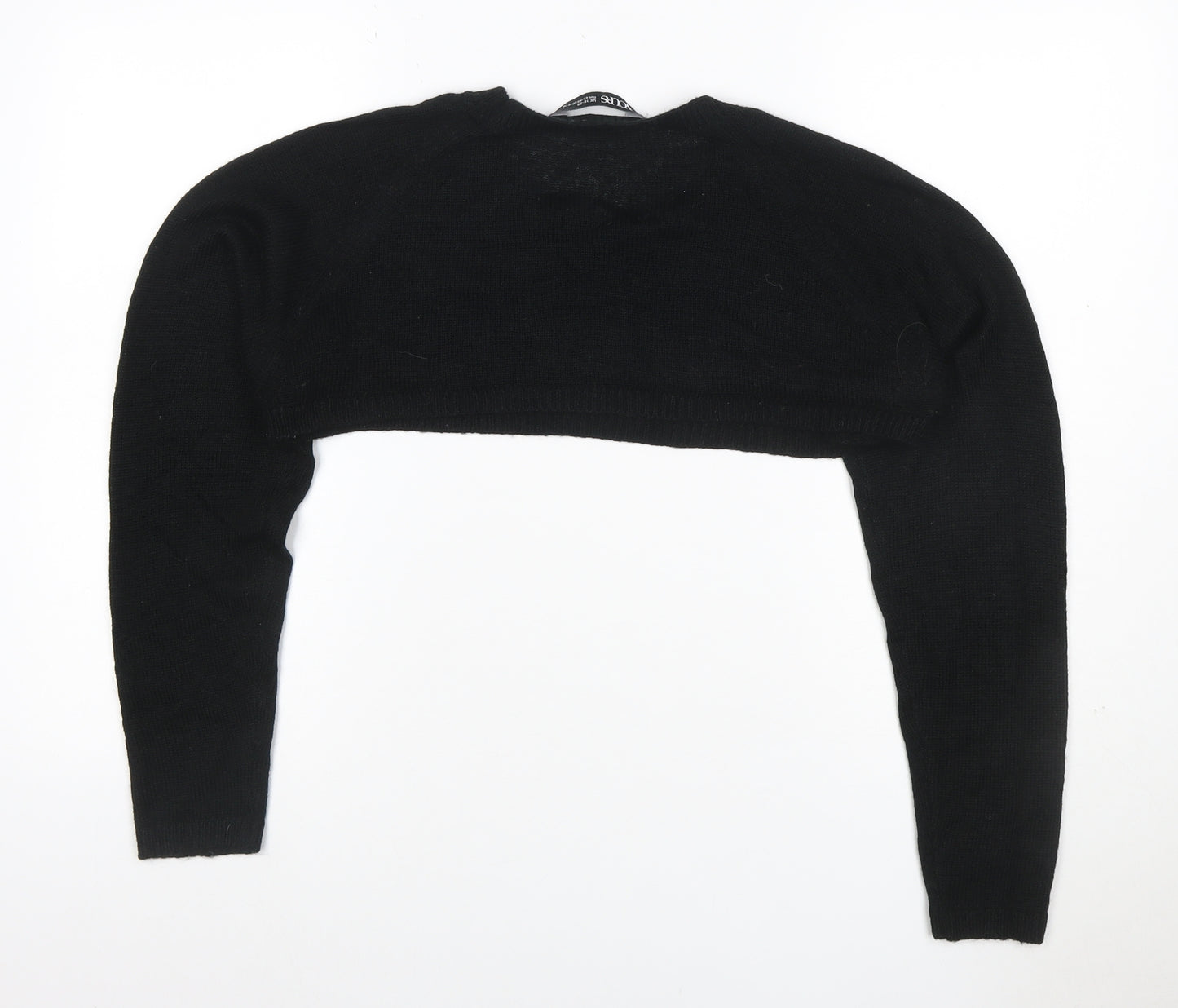 Yours Women Black UK 18-20 Cropped Shrug Crew Neck Knit Jumper