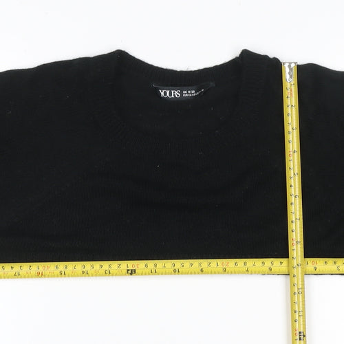 Yours Women Black UK 18-20 Cropped Shrug Crew Neck Knit Jumper