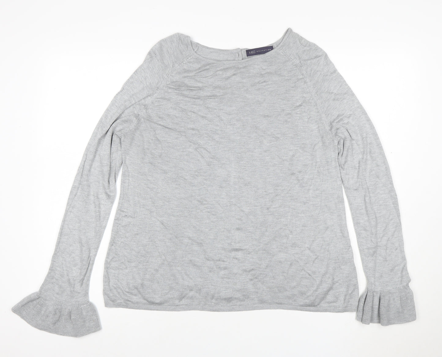 Marks and Spencer Women Grey UK 14 Button Cardigan Flared Sleeve