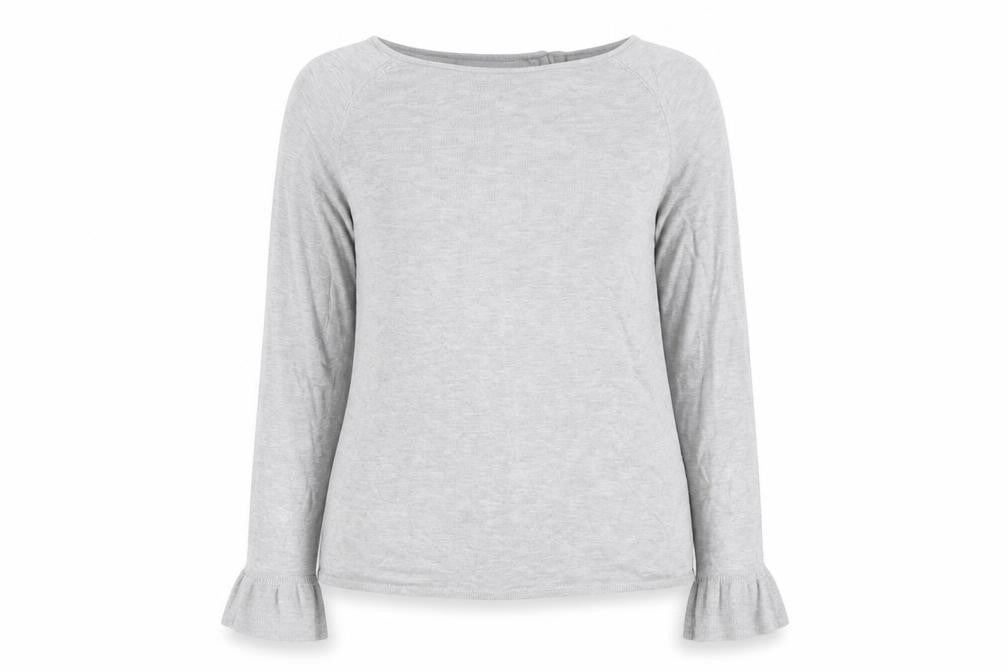 Front view of Marks & Spencer Women Grey UK 14 Button Cardigan Flared Sleeve
