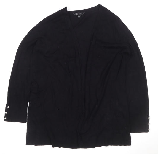 Dorothy Perkins Women Black UK 20 Open V-Neck Knit Cardigan