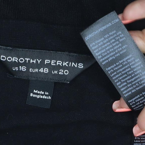 Dorothy Perkins Women Black UK 20 Open V-Neck Knit Cardigan