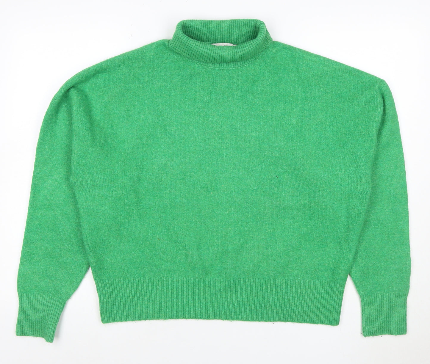 Zara Women Green M Roll Neck Long Sleeve Knit Pullover Jumper