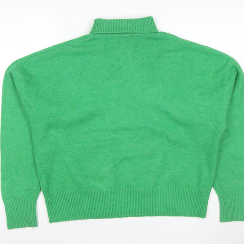 Zara Women Green M Roll Neck Long Sleeve Knit Pullover Jumper