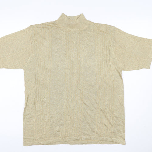 Distinctive New York Women’s Gold Silk Blend Mock Neck Knit Top L