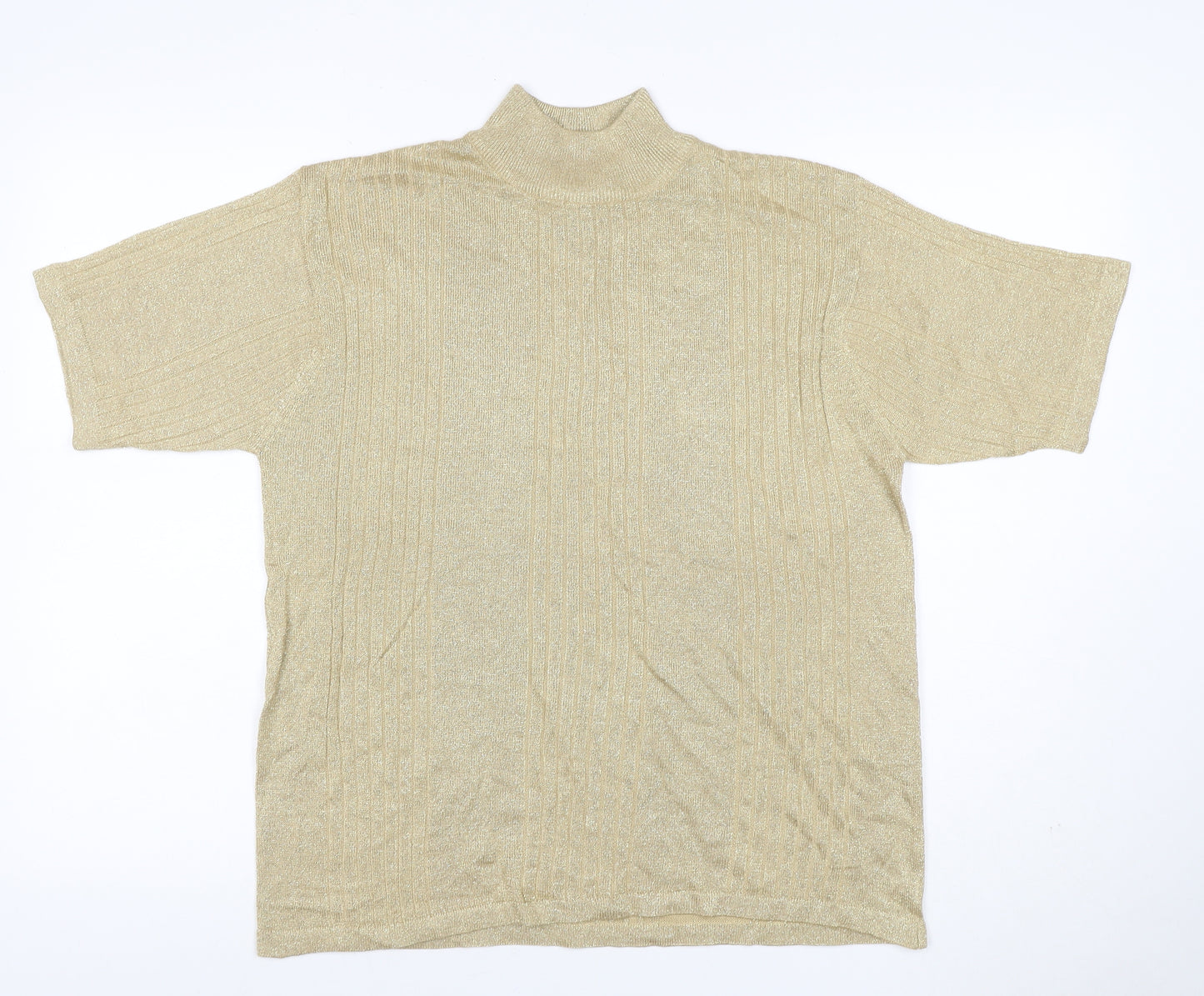 Distinctive New York Women’s Gold Silk Blend Mock Neck Knit Top L