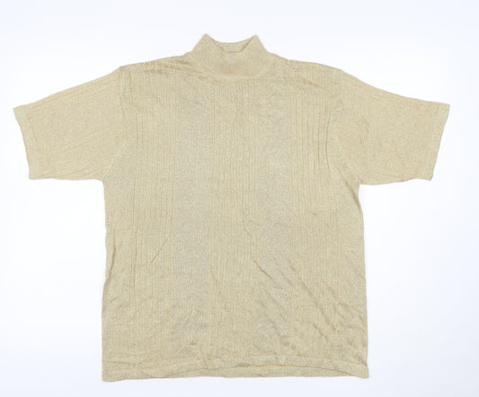 Distinctive New York Women’s Gold Silk Blend Mock Neck Knit Top L