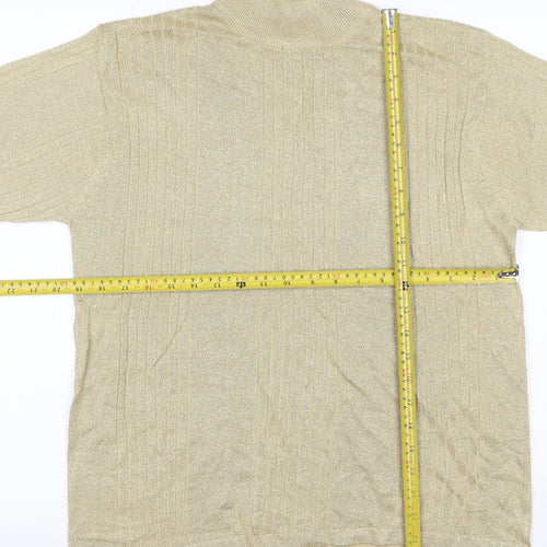 Distinctive New York Women’s Gold Silk Blend Mock Neck Knit Top L
