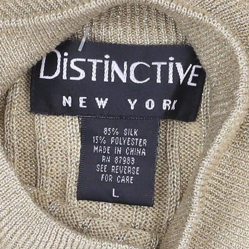 Distinctive New York Women’s Gold Silk Blend Mock Neck Knit Top L
