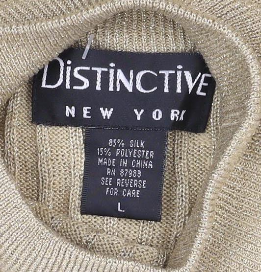 Distinctive New York Women’s Gold Silk Blend Mock Neck Knit Top L