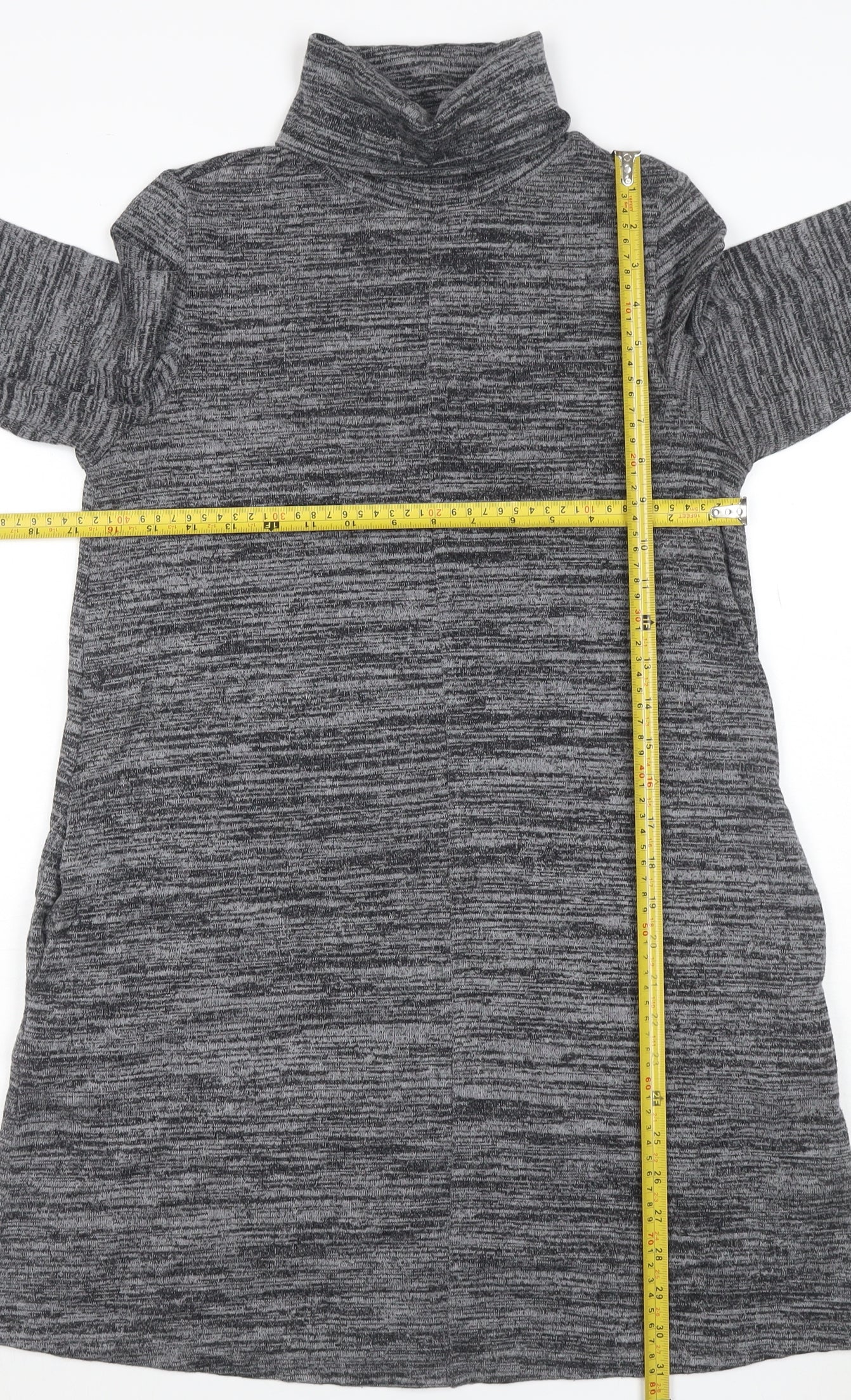 Marks and Spencer Women Grey Marl Size 10 Jumper Dress Roll Neck Stretch