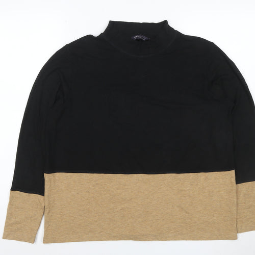 M&S Women’s Black Beige Colour Block Roll Neck Jumper Size 16