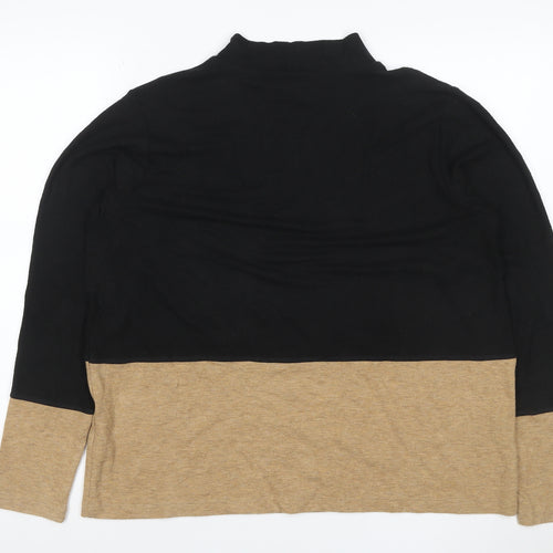 M&S Women’s Black Beige Colour Block Roll Neck Jumper Size 16