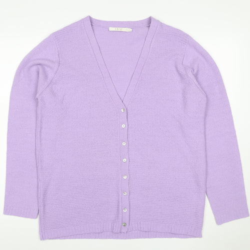 EWM Women’s Lilac Size 20 V-Neck Button Knit Cardigan