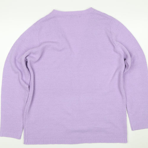 EWM Women’s Lilac Size 20 V-Neck Button Knit Cardigan
