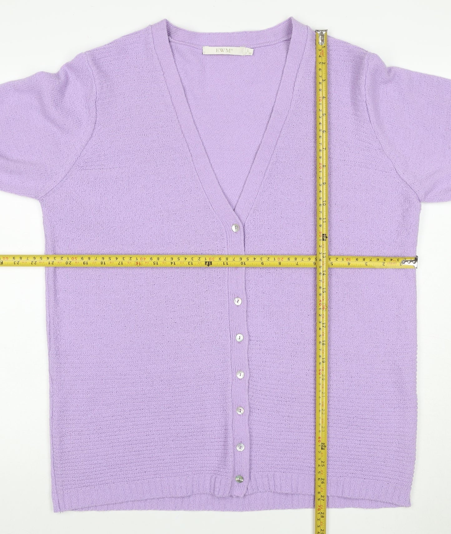EWM Women’s Lilac Size 20 V-Neck Button Knit Cardigan