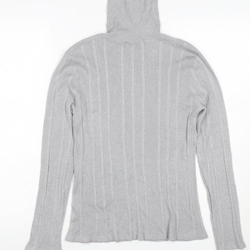 Worthington Women Silver L Ribbed Roll Neck Stretch Jumper