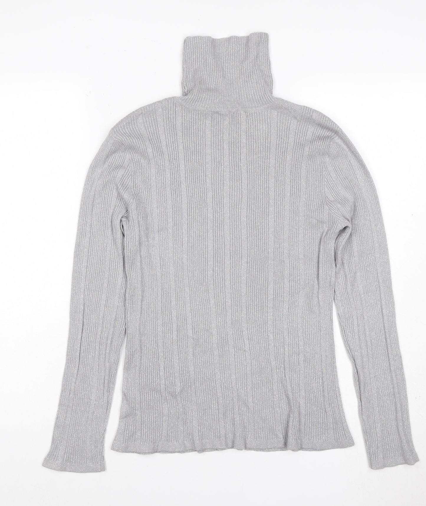 Worthington Women Silver L Ribbed Roll Neck Stretch Jumper