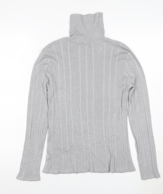 Worthington Women Silver L Ribbed Roll Neck Stretch Jumper