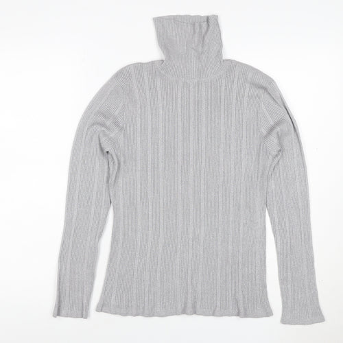 Worthington Women Silver L Ribbed Roll Neck Stretch Jumper