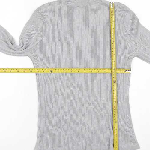 Worthington Women Silver L Ribbed Roll Neck Stretch Jumper