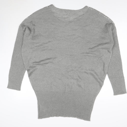 Peacocks Women’s Silver Sequin Round Neck Knit Jumper Size 20