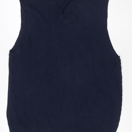 IZOD Men's Navy L V-Neck Cotton Knit Sleeveless Pullover Jumper Vest