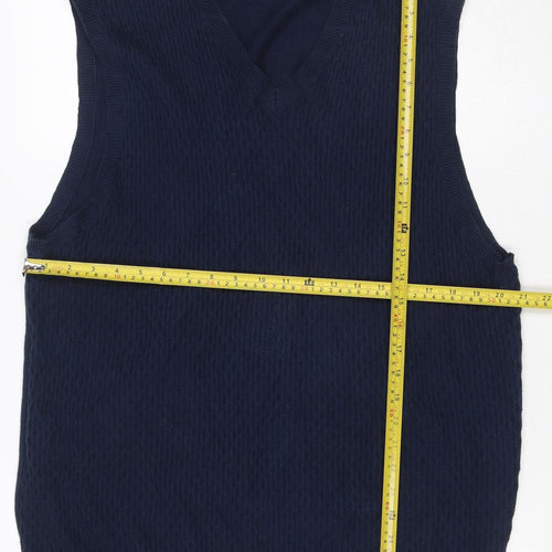 IZOD Men's Navy L V-Neck Cotton Knit Sleeveless Pullover Jumper Vest
