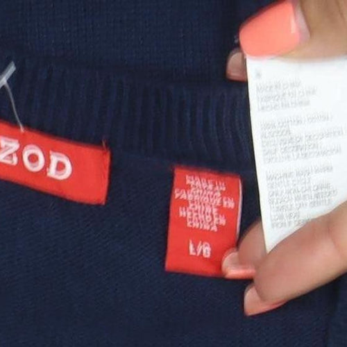 IZOD Men's Navy L V-Neck Cotton Knit Sleeveless Pullover Jumper Vest