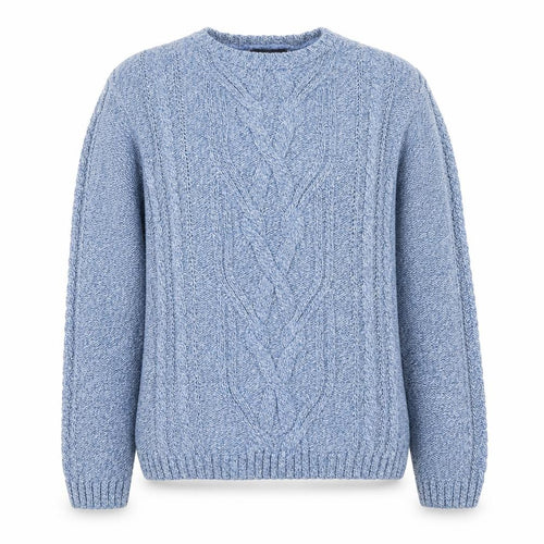 Lindor Petite Women’s Blue M Cable Knit Cotton Blend Jumper
