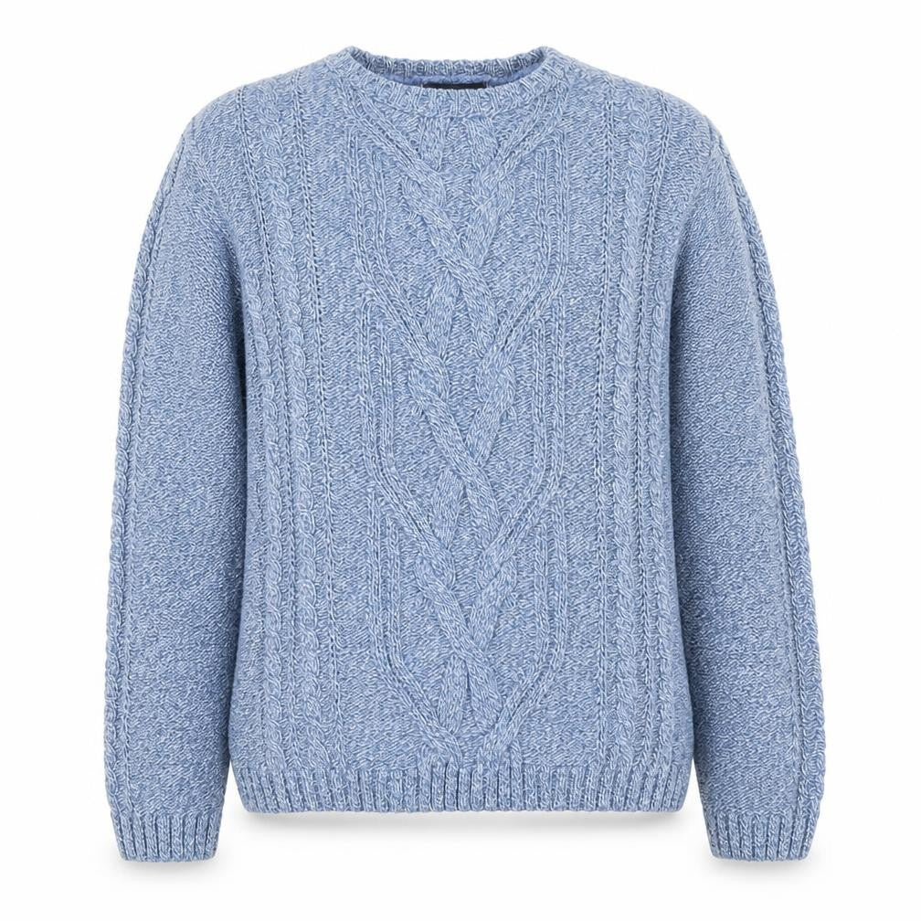 Lindor Petite Women’s Blue M Cable Knit Cotton Blend Jumper