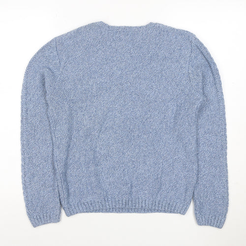 Lindor Petite Women’s Blue M Cable Knit Cotton Blend Jumper