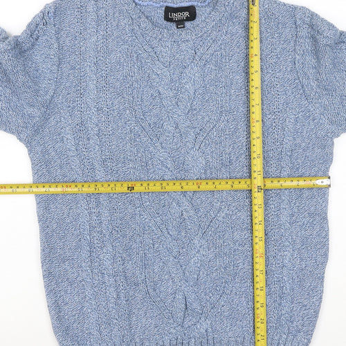 Lindor Petite Women’s Blue M Cable Knit Cotton Blend Jumper