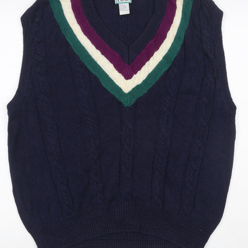 I.O.U. Men’s Multicoloured L Cable Knit V-Neck Ramie Cotton Vest