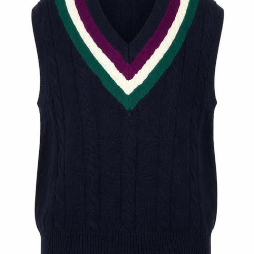 I.O.U. Men’s Multicoloured L Cable Knit V-Neck Ramie Cotton Vest