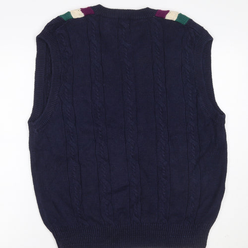 I.O.U. Men’s Multicoloured L Cable Knit V-Neck Ramie Cotton Vest