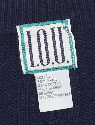 I.O.U. Men’s Multicoloured L Cable Knit V-Neck Ramie Cotton Vest