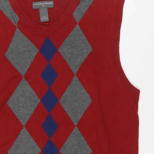 Saddlebred Men’s Red M Argyle Knit Sleeveless Crew Neck Jumper Vest